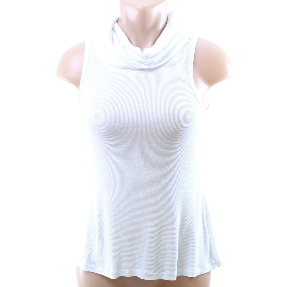 Ultra Flirt White Ribbed Sleeveless Cowl Neck Top Juniors Size XL - Picture 2 of 6
